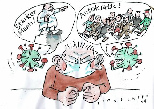 Cartoon: starker Mann (medium) by Jan Tomaschoff tagged corona,demokratie,autokratie,corona,demokratie,autokratie