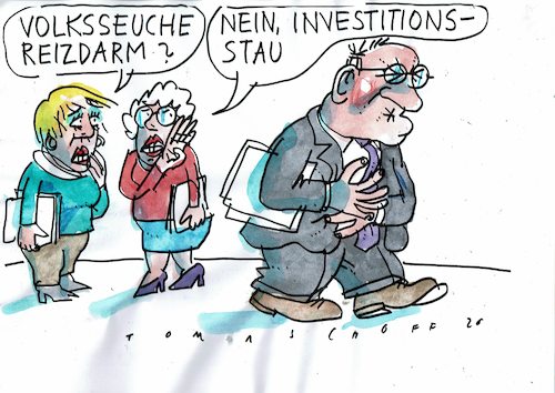 Cartoon: Stau (medium) by Jan Tomaschoff tagged geld,investitionen,stau,geld,investitionen,stau