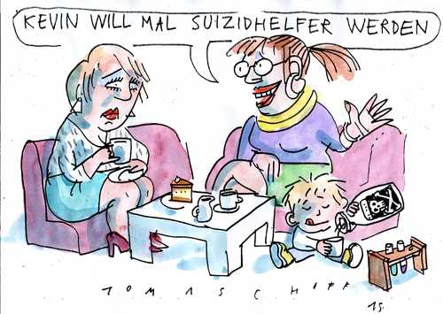 Cartoon: Sterbehilfe (medium) by Jan Tomaschoff tagged sterbehilfe,palliativmedizin,sterbehilfe,palliativmedizin
