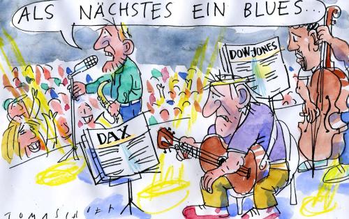 Cartoon: Stock Market Blues (medium) by Jan Tomaschoff tagged börse,aktien,dow,jones,dax