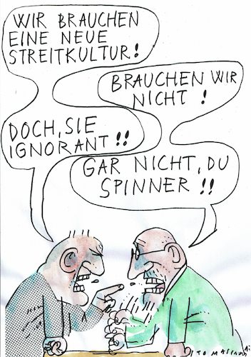 Cartoon: Streitkultur (medium) by Jan Tomaschoff tagged diskussionen,streit,toleranz,fairness,diskussionen,streit,toleranz,fairness