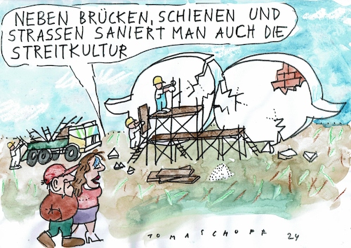 Cartoon: Streitkultur (medium) by Jan Tomaschoff tagged verfall,streitkultur,vielfalt,demokratie,verfall,streitkultur,vielfalt,demokratie