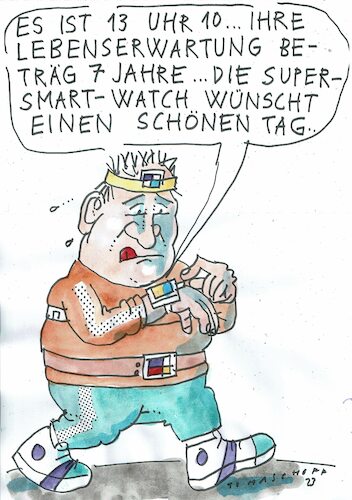 Cartoon: supersmart (medium) by Jan Tomaschoff tagged gesundheit,smart,devices,mitgefühl,ki,gesundheit,smart,devices,mitgefühl,ki