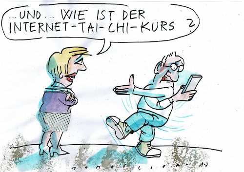 Cartoon: Tai chi (medium) by Jan Tomaschoff tagged gesundheit,tai,chi,internet,naturheiler,gesundheit,tai,chi,internet,naturheiler
