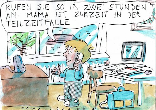 Cartoon: Teilzeitfalle (medium) by Jan Tomaschoff tagged teilzeit,arbeit,familie,teilzeit,arbeit,familie