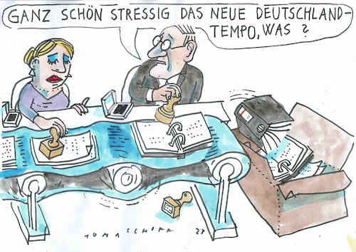 Cartoon: Tempo (medium) by Jan Tomaschoff tagged tempo,bürokratie,behörden,tempo,bürokratie,behörden