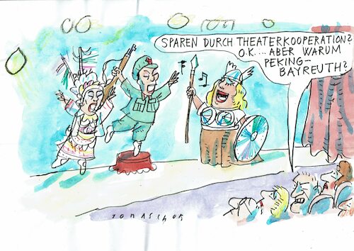 Cartoon: Theater (medium) by Jan Tomaschoff tagged china,kultur,oper,geld,china,kultur,oper,geld