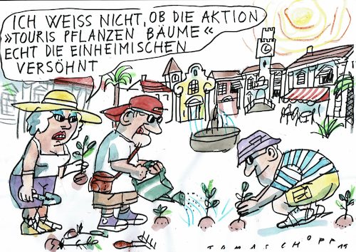 Cartoon: Touris (medium) by Jan Tomaschoff tagged tourismus,overtourism,tourismus,overtourism