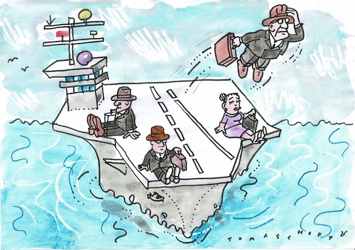 Cartoon: Träger (medium) by Jan Tomaschoff tagged konflikt,krieg,diplomatie,flugzeugträger,konflikt,krieg,diplomatie,flugzeugträger