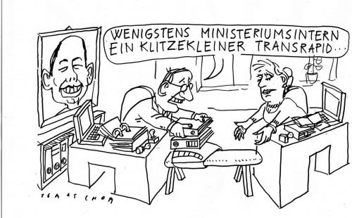 Cartoon: Transrapid (medium) by Jan Tomaschoff tagged transrapid
