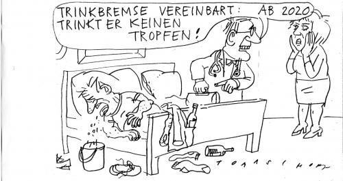 Cartoon: Trinkbremse (medium) by Jan Tomaschoff tagged trinken,alkoholismus