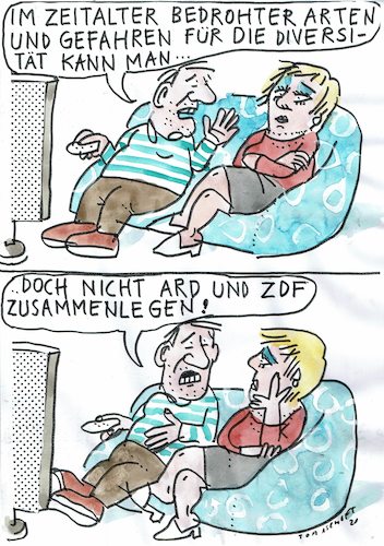 Cartoon: TV (medium) by Jan Tomaschoff tagged diversität,fernsehanstalten,diversität,fernsehanstalten