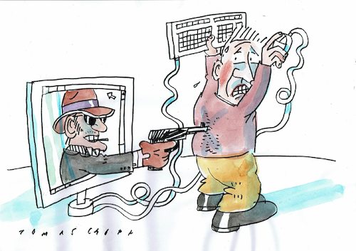 Cartoon: Überfall (medium) by Jan Tomaschoff tagged cyber,crime,cyber,crime