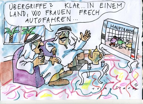 Cartoon: Übergriffe (medium) by Jan Tomaschoff tagged frauen,gleichberechtigung,männerherrschaft,frauen,gleichberechtigung,männerherrschaft