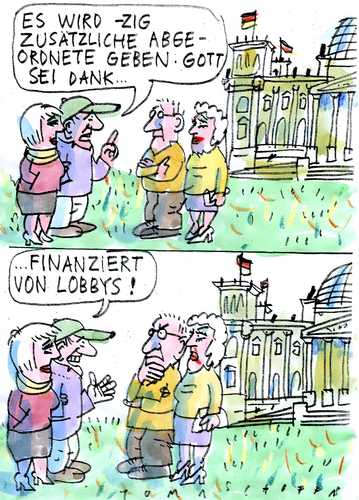 Cartoon: Überhangmandate (medium) by Jan Tomaschoff tagged überhangmandate,lobby,überhangmandate,lobby