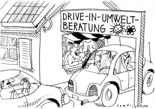 Cartoon: umweltberatung (medium) by Jan Tomaschoff tagged umwelt,tankstelle,e10,sprit,benzin,umwelt,tankstelle,e10,sprit,benzin