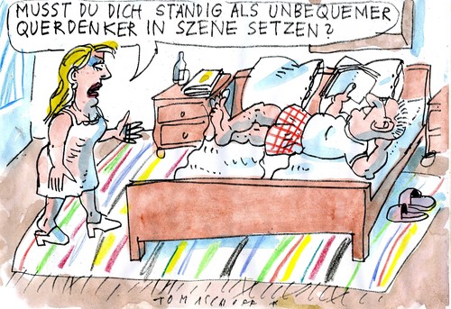 Cartoon: unbequemer Querdenker (medium) by Jan Tomaschoff tagged querdenker,querdenker