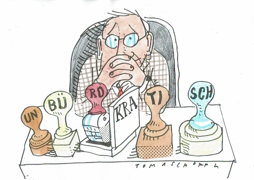 Cartoon: unbürokratisch (medium) by Jan Tomaschoff tagged bürokratie,digitalisierung,bürokratie,digitalisierung