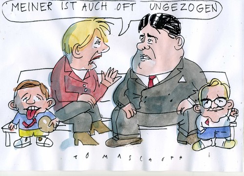 Cartoon: ungezogene Kleine (medium) by Jan Tomaschoff tagged parteien,koalitionen,parteien,koalitionen