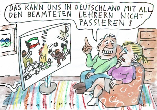 Cartoon: Unruhen (medium) by Jan Tomaschoff tagged frankreich,schüler,proteste,gewalt,lehrer,beamte,deutschland,frankreich,schüler,proteste,gewalt,lehrer,beamte,deutschland