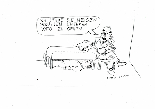 Cartoon: unterer Weg (medium) by Jan Tomaschoff tagged psyche,sekbstvertrauen,durchsetzung,therapie,psyche,sekbstvertrauen,durchsetzung,therapie
