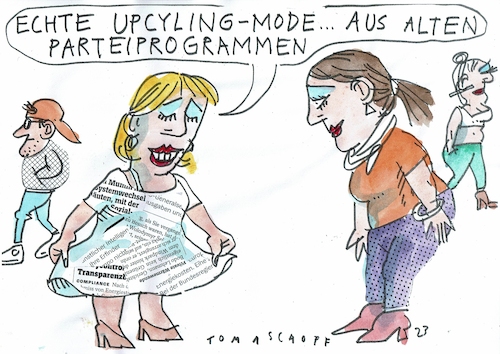 Cartoon: Upcycling (medium) by Jan Tomaschoff tagged mode,parteien,programme,mode,parteien,programme