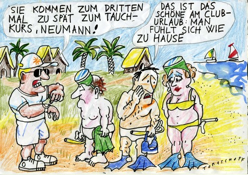 Cartoon: Urlaub (medium) by Jan Tomaschoff tagged routine,erholung,tourismus,routine,erholung,tourismus