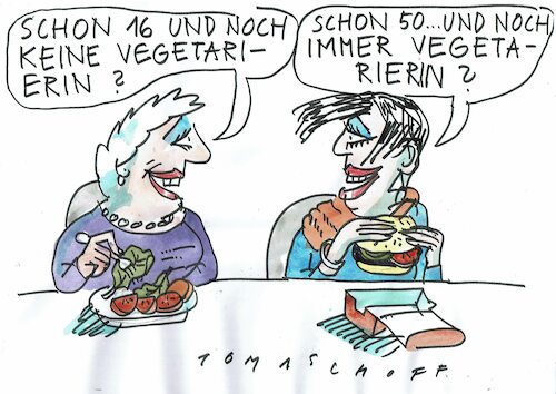 Cartoon: Vegetarierinnen (medium) by Jan Tomaschoff tagged ernährung,vegetarier,vegetarierinnen,ernährung,vegetarier,vegetarierinnen