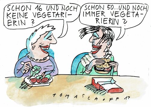 Cartoon: Vegetarisch (medium) by Jan Tomaschoff tagged ernäherung,vegetarier,innen,ernäherung,vegetarier,innen