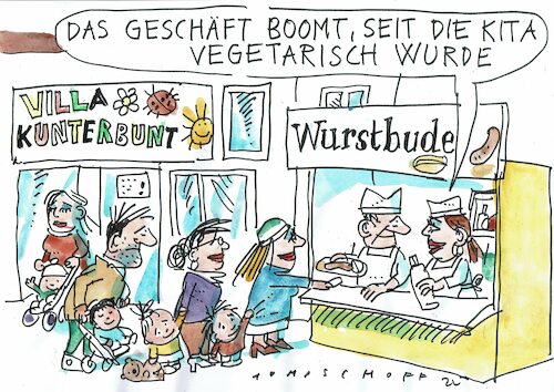 Cartoon: vegetarisch (medium) by Jan Tomaschoff tagged ernährung,kita,vegetarisches,ernährung,kita,vegetarisches