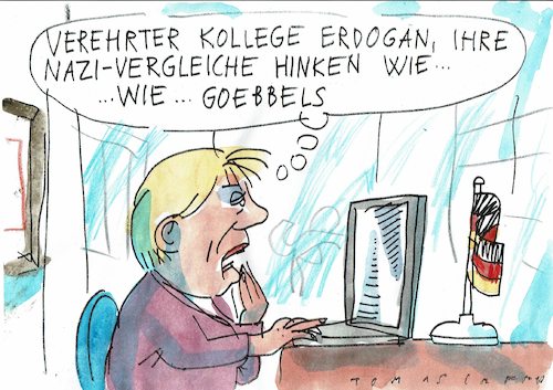 Cartoon: Vergleich (medium) by Jan Tomaschoff tagged türkei,deutschland,erdogan,nazivergleich,türkei,deutschland,erdogan,nazivergleich