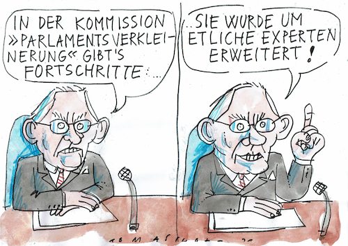 Cartoon: Verkleinerung (medium) by Jan Tomaschoff tagged bundestag,überhangmandate,abgeordnete,bundestag,überhangmandate,abgeordnete