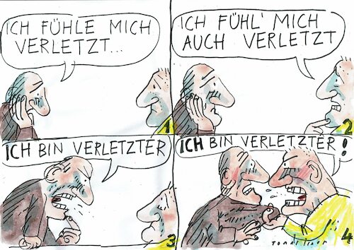 Cartoon: Verletzung (medium) by Jan Tomaschoff tagged wehleidigkeit,verletzung,wehleidigkeit,verletzung