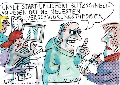 Cartoon: Verschwörungsservice (medium) by Jan Tomaschoff tagged technik,ethik,information,technik,ethik,information