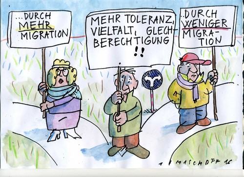 Cartoon: Vielfalt (medium) by Jan Tomaschoff tagged migration,vielfalt,freiheit,migration,vielfalt,freiheit