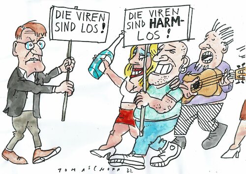 Cartoon: Viren (medium) by Jan Tomaschoff tagged corona,lockerung,lauterbach,corona,lockerung,lauterbach