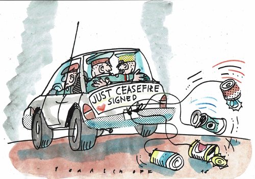 Cartoon: Waffenstillstand (medium) by Jan Tomaschoff tagged krieg,waffenstillstand,krieg,waffenstillstand