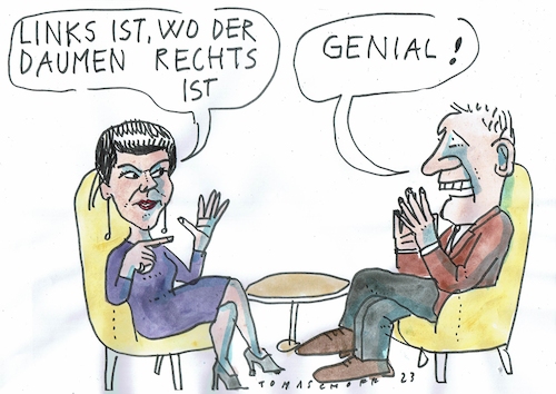 Cartoon: Wagenknecht (medium) by Jan Tomaschoff tagged wagenknecht,rechts,links,wagenknecht,rechts,links