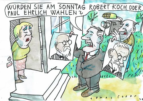 Cartoon: Wahl (medium) by Jan Tomaschoff tagged wahlen,virologie,corona,wahlen,virologie,corona