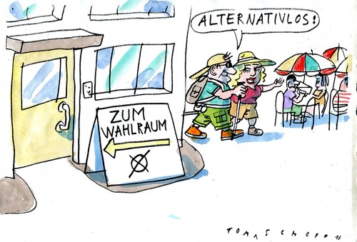 Cartoon: Wahlmüdigkeit (medium) by Jan Tomaschoff tagged politikverdrossnheit,nichtwähler,politikverdrossnheit,nichtwähler