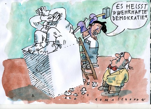 Cartoon: wehrhafte Demokratie (medium) by Jan Tomaschoff tagged demokratie,terror,demokratie,terror