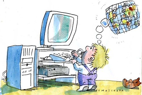 Cartoon: Weltbild (medium) by Jan Tomaschoff tagged internet,pc,weltbild,internet,pc,weltbild