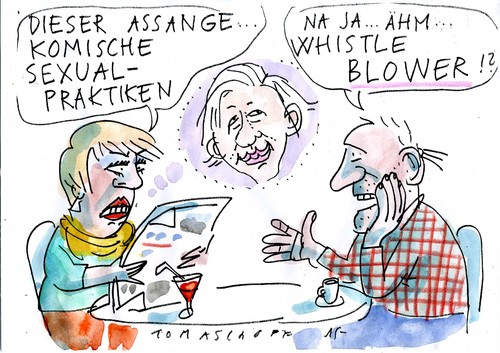 Cartoon: Whistle blower (medium) by Jan Tomaschoff tagged assenge,assenge,sex