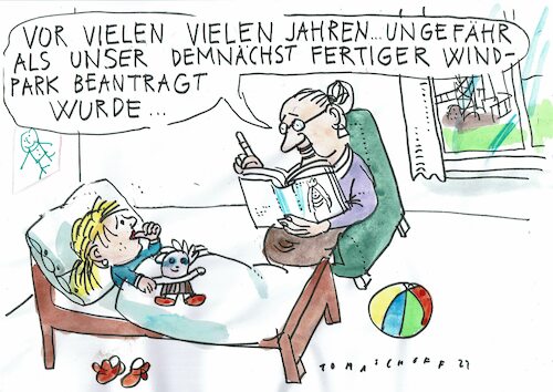 Cartoon: Windkraft (medium) by Jan Tomaschoff tagged erneuerbare,energie,windkraft,bürokratie,erneuerbare,energie,windkraft,bürokratie