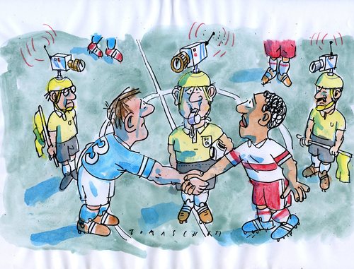 Cartoon: wm (medium) by Jan Tomaschoff tagged wm,fußball,weltmeisterschaft,fans,sport,soccer,wm,fußball,weltmeisterschaft,fans,sport,team,mannschaft,kontrolle,schiedsrichter,regeln,überwachung,fehlentscheidung,technik,spiel