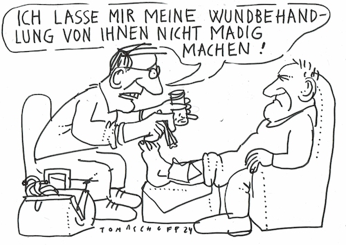 Cartoon: Wunde (medium) by Jan Tomaschoff tagged wundheilung,maden,wundheilung,maden
