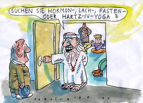Cartoon: Yoga (medium) by Jan Tomaschoff tagged hartz4