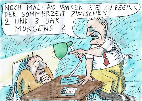 Cartoon: Zeitumstellung (medium) by Jan Tomaschoff tagged zeitumstallung,sommerzeit,zeitumstallung,sommerzeit