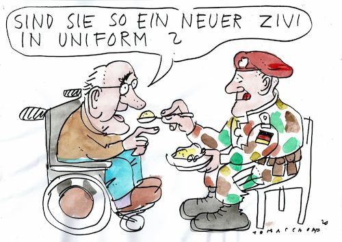 Cartoon: Zivi (medium) by Jan Tomaschoff tagged bundeswehr,dienst,soziales,bundeswehr,dienst,soziales