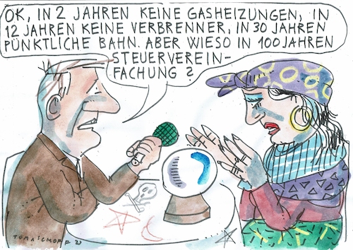 Cartoon: Zukunft (medium) by Jan Tomaschoff tagged prognosen,zukunft,bürokratie,prognosen,zukunft,bürokratie